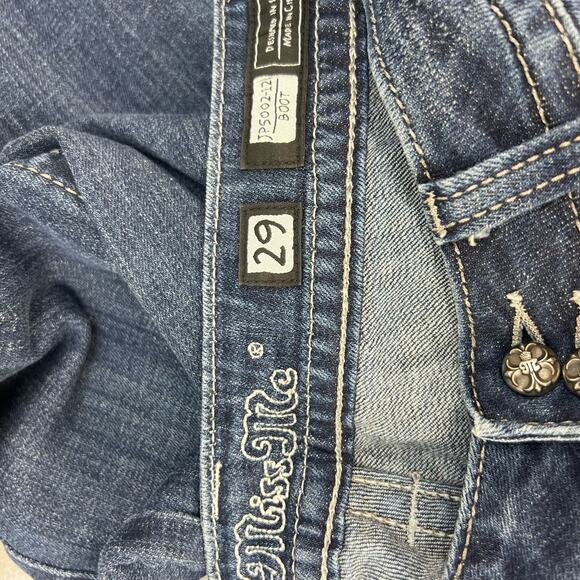 Miss Me Jeans Women's Size 29(8) Bootcut Lace Flap Pockets Double Button Biker - Picture 16 of 16
